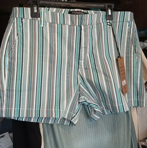 Women's turquoise in multi striped shorts